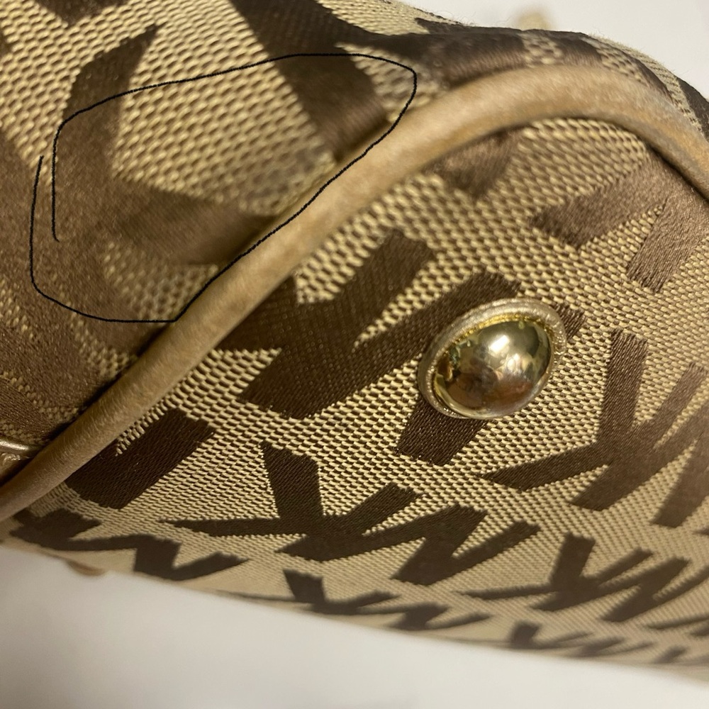 Michael Kors Brown and Gold Tote Bag with Signature MK Design - Picture 16 of 16